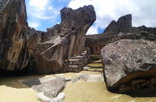 The Condor Temple at Machu Picchu. Here we see Inca constructions on top of this forms.